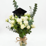 باقة تخرج ورد أبيض فاخر | Elegant White Graduation Roses