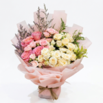 بوكيه ورد أبيض ووردي راقي | Elegant Pink & White Bouquet